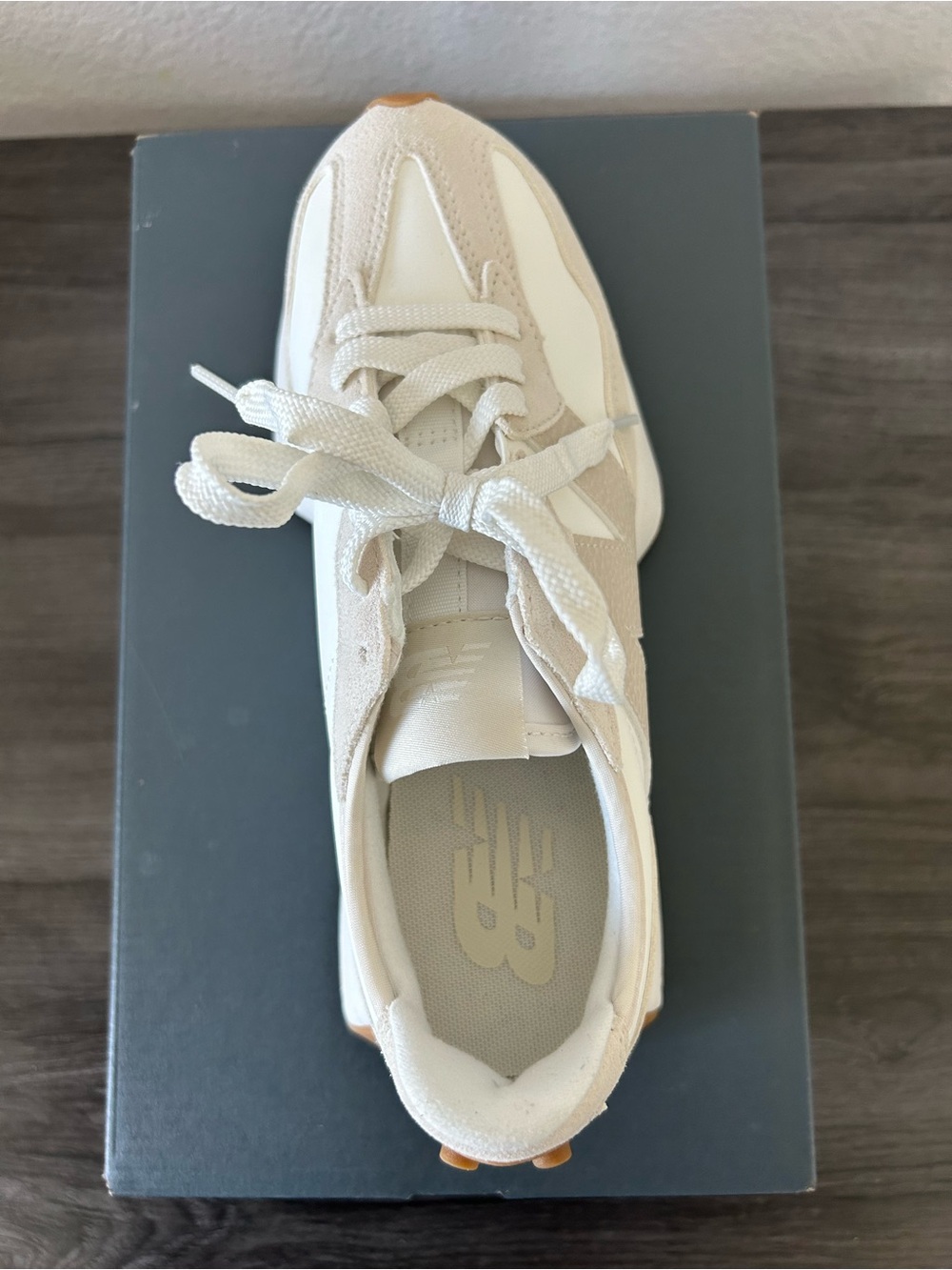 New Balance Women's Sneakers in White and Beige with Gum Outsole - Picture 3 of 5